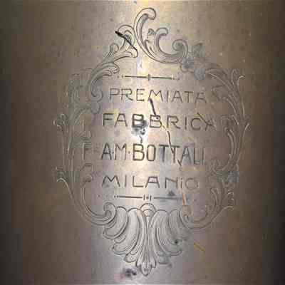 The "PREMIATA FABBRICA F.lli A.M. BOTTALI MILANO" inscription near the bell.