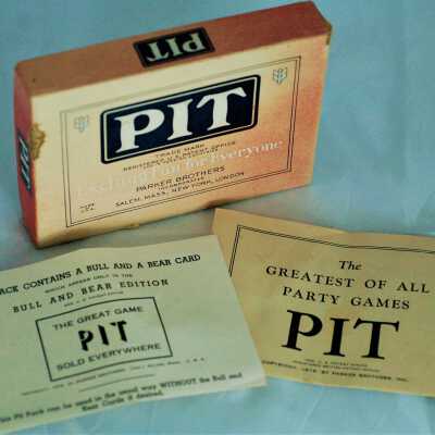 PIT instructions: Showing basic game instructions (right) and Bull and Bear edition instructions (left)