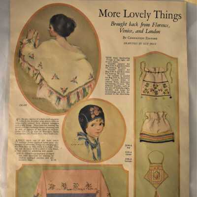 Article of "Lovely Things" on reverse of paper doll page