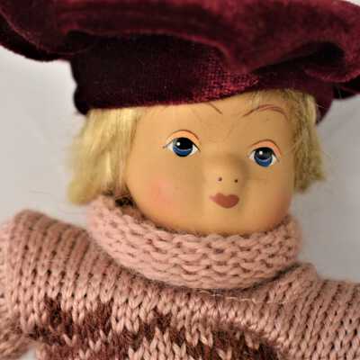Bisque and Fabric Doll: Close up of face