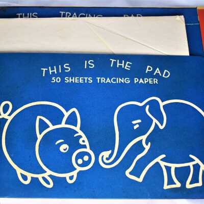 Tracies: Inside right cover, with the tracing paper