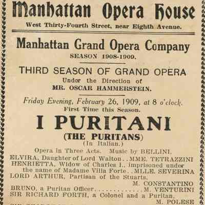 Manhattan Opera House Program, "I Puritani"