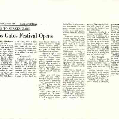 Los Angeles Times, June 16, 1969 Clipping, Photocopy