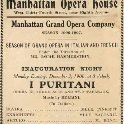 Manhattan Opera House Program, "I Puritani"