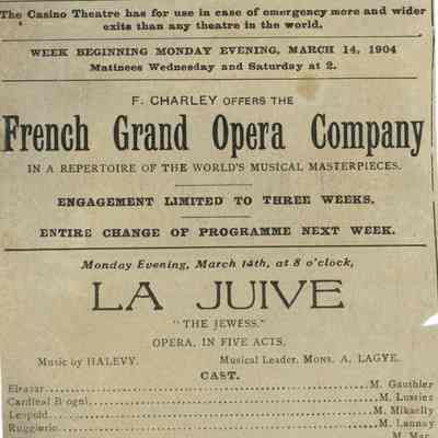 French Grand Opera Company Program, "La Juive"