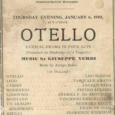 Metropolitan Opera House Program, "Otello"