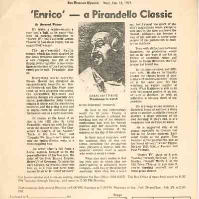 San Francisco Chronicle, February 18, 1976 Clipping, Photocopy