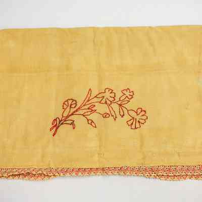 Ecru Cloth Folder with Red Embroidery