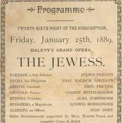 Metropolitan Opera House Program, "The Jewess"