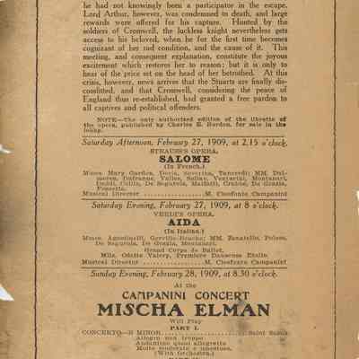 Metropolitan Opera House Program, "I Puritani"