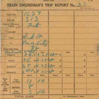 Train Engineman's Trip Report