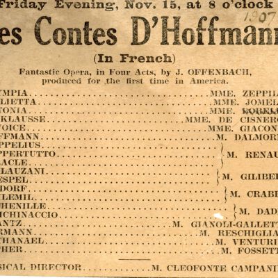Les Contes D'Hoffmann Program, 1907
