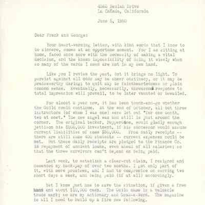 Letter, Paul Hugon to Frank Ingerson and George Dennison