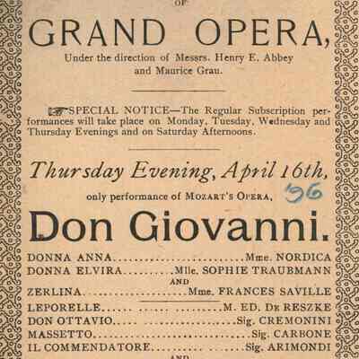 Metropolitan Opera House Program, "Don Giovanni"