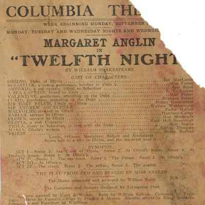 Columbia Theatre Program, "Twelfth Night"