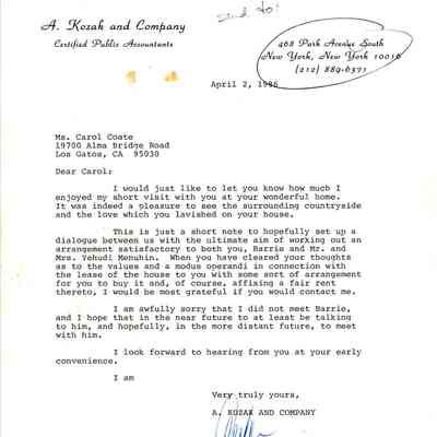 Aaron Kozak to Carol Coate