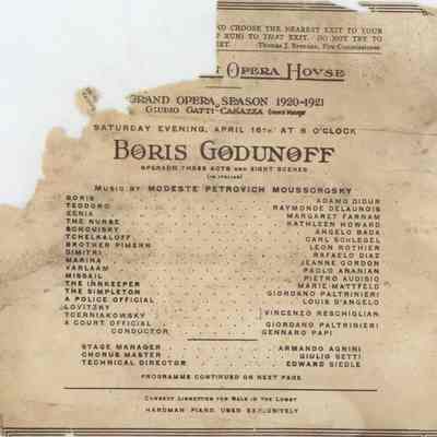 Metropolitan Opera House Program, "Boris Godunoff"