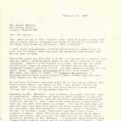 Letters, Carol and Barrie Coate to Yehudi Menuhin