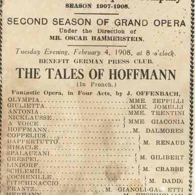 Manhattan Opera House Program, "The Tales of Hoffmann"