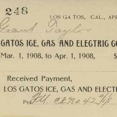Los Gatos Ice, Gas, and Electric Co. Receipt