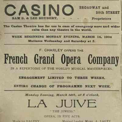 French Grand Opera Company Program, "La Juive"