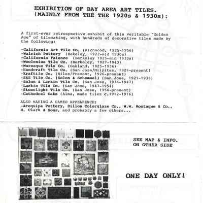 Exhibition of Bay Area Art Tiles Flyer
