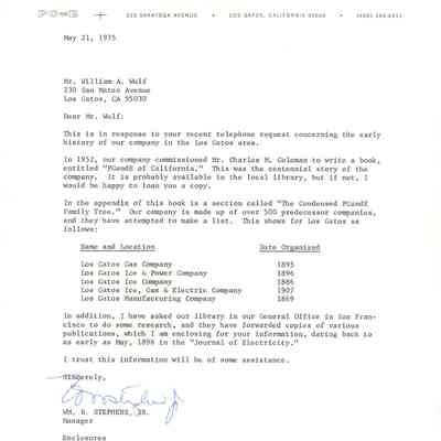 WM. B. Stephens, Jr. to William Wulf, May 21, 1975