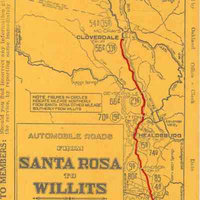 Santa Rosa to Willits Road Map