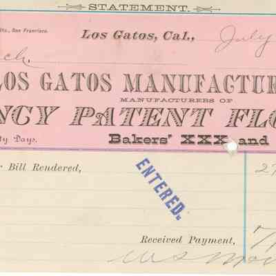 Los Gatos Manufacturing Co. Receipt