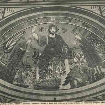 Photograph of Mosaic, "Christ Pantocrator between the Madonna, San Miniato, and the Evangelists"