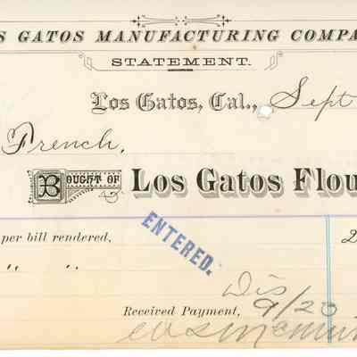 Los Gatos Manufacturing Co. Receipt