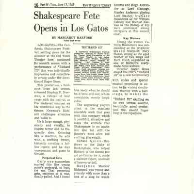 Los Angeles Times, June 17, 1969, Clipping Photocopy
