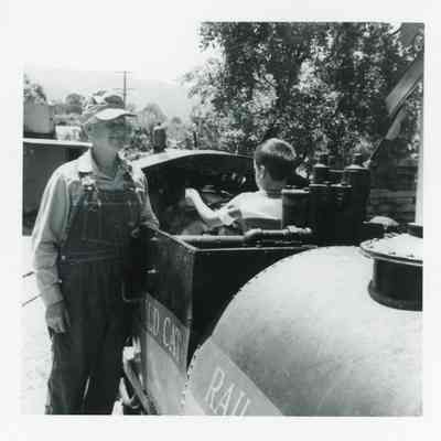 Billy Jones with Boy and Wildcat Railroad Train