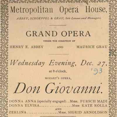 Metropolitan Opera House Program, "Don Giovanni"