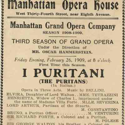 Manhattan Opera House Program, "I Puritani"