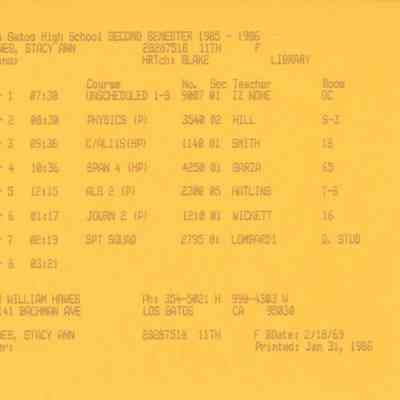 LGHS Class Schedule