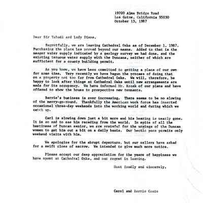 Carol and Barrie Coate to Yehudi and Diana Menuhin, and Aaron Kozak
