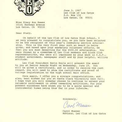 Carol Musser to Stacy Hawes
