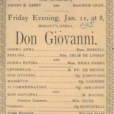 Metropolitan Opera House Program, "Don Giovanni"
