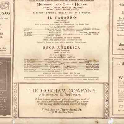 Metropolitan Opera House Program, "Il Tabarro"