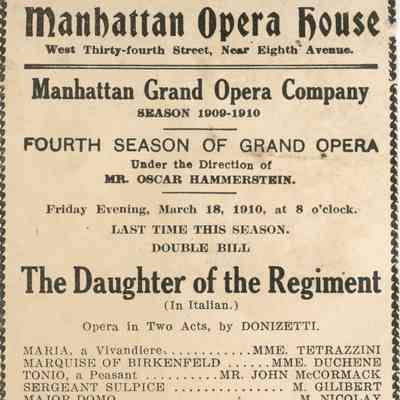 Manhattan Opera House Program, "The Daughter of the Regiment"