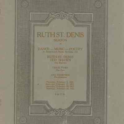 Ruth St. Denis Season of Dance, Music, Poetry