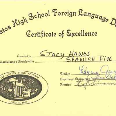 LGHS Certificate of Excellence