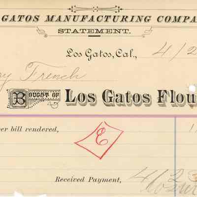 Los Gatos Manufacturing Co. Receipt