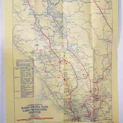 Marin, Sonoma, Napa, Lake, and Mendocino County Map