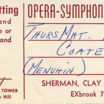 Opera-Symphony Ticket