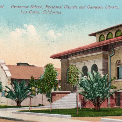 Episcopal Church and Carnegie Library Postcard