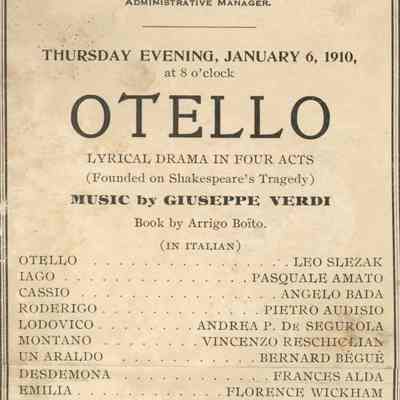 Metropolitan Opera House Program, "Otello"