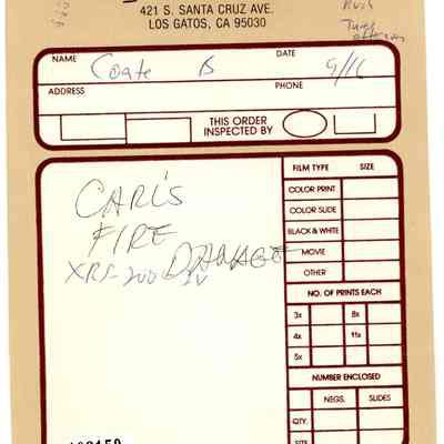 Photo Negatives and Package for Cathedral Oaks Fire Photograph Collection