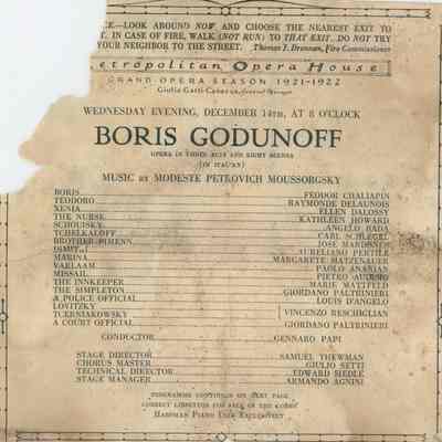 Metropolitan Opera House Program, "Boris Godunoff"